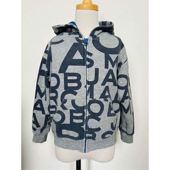 Little Marc Jacobs Kids Size 6 Grey Print Zip-up Hoodie - Picture 4 of 10
